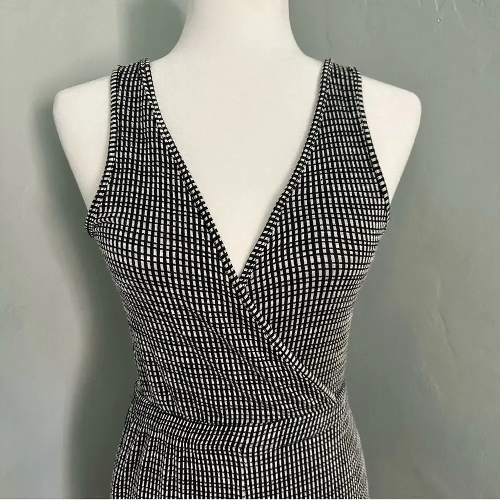 Caution to the Wind Jumper, Black, White, Cutouts, Wrap, Stretch, Checkered, S